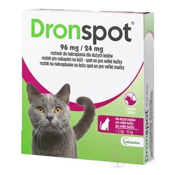 Dronspot 96 mg/24 mg spot-on (2 pipety) pre veľké mačky (>5 - 8 kg) 2x1,12 ml obrázok